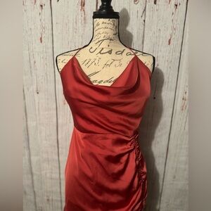 She and Sky Silk Ruffled Dress